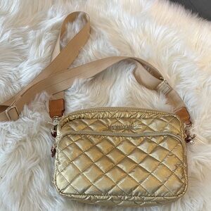 MZ Wallace Gold Quilted Crossbody Bag